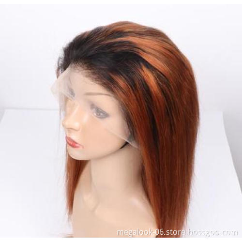 1B30 Brown Colored Straight Transparent Lace Front Wig Human Hair Wigs Brazilian Lace Frontal Wigs For Women